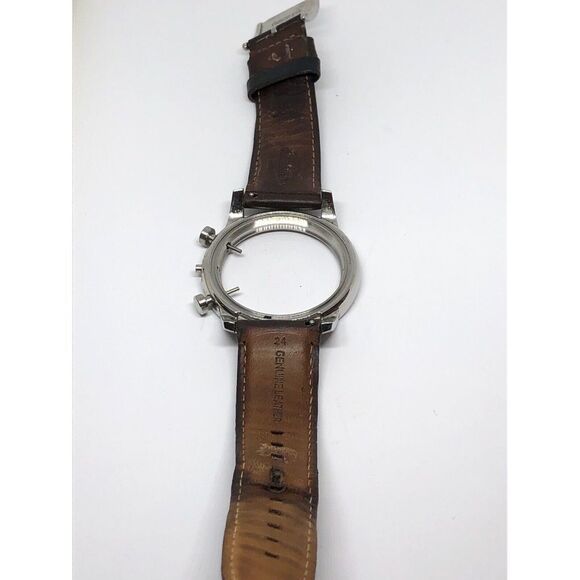 Diesel Black Genuine Leather Watch Band Use For Parts W/ Crystal 20mm J231 - Picture 4 of 7